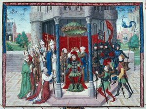 ジャン・ド・ブリエンヌ伯爵の細密画（1450年頃、ヴェラムにテンペラ、「エルサレムの聖書」より）