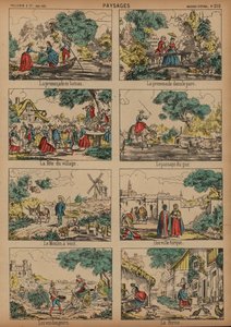 田舎の風景（彩色済み彫刻 作： French School