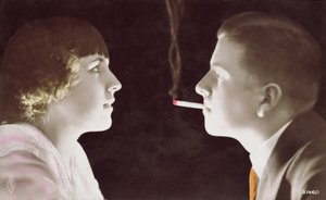 タバコを持った夫婦、1917年 作： French School