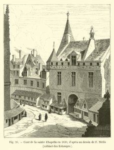 1630年のサントシャペルの中庭。エフステラの絵、エスタンプのキャビネット 作： French School