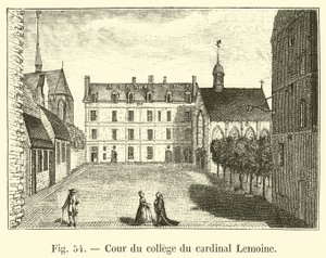 ルモワン枢機卿の大学の中庭 作： French School