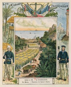 1892年、グアドループのサトウキビ農園を描いた学校の練習帳の表紙