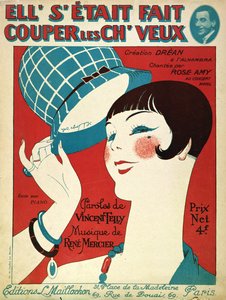 楽譜の表紙、ヘアカット、1924年 作： French School