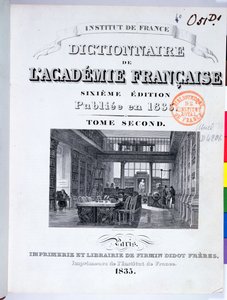 アカデミーフランセーズディクショネールの表紙、1835年 作： French School
