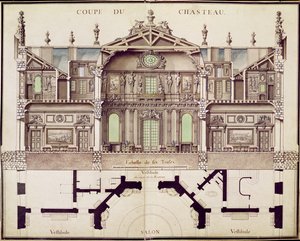 マルリー城の断面図、1714年 作： French School