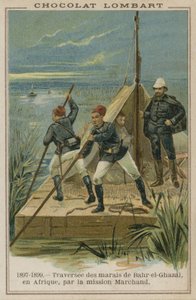 アフリカのバール・エル・ガザルの沼地を渡る 作： French School