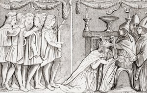 1433年に教皇ユージーン4世によって聖ローマ皇帝としてのジギスムントの戴冠 作： French School