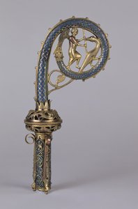 聖ミカエルがドラゴンを倒す（金とエナメル）を描いたクロジエ 作： French School