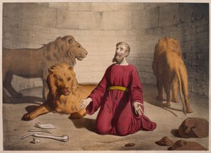 ライオンの巣穴にいるダニエル、19世紀後半のパリ、チャールズデラグレイブから出版されたカテキズムLHistoire Sainteのイラスト 作： French School