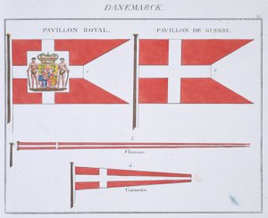デンマークの旗、フランスの旗の本、1819年頃 作： French School