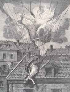1819年の航空事故によるマダムブランチャードの死 作： French School