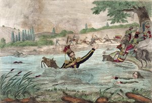 1813年、エルステラ川でのジョセフポニアトフスキー王子（1763-1813）の死 作： French School