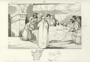 フランシスコの政治家、Pepin of Heristalの死、714 作： French School