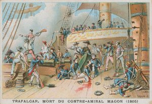 1805年のトラファルガーの戦いでのフランス海軍大将マゴンの死 作： French School