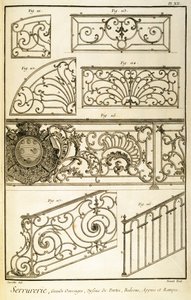 Diderots Encyclopaedia、パブからの装飾的な鉄細工。 1771 作： French School