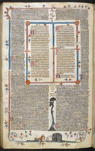 Gregory IX:n säädökset Bernard of Parman kiillolla ("Smithfield Decretals"), MS Royal MS 10 E IV, f.145v, n.1300-40 (muste pergamentilla) 作： French School