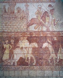 ボケの戦いに向けて、1163年にシリアのクラックデシュバリエの城からクルセイダーテンプル騎士団が出発しました。 作： French School