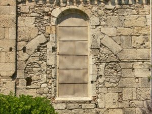 塞がれた古代の窓の景色を描いた 作： French School