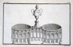 Duhamelがまとめたネオクラシックな金属細工のデザインのパターンブックからのPuginによるデザイン、1770年代〜80年代 作： French School