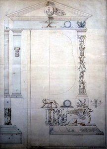 シュヴァル・ミラーのデザイン 1815年頃（紙にペンとインク、水彩画）