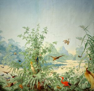 1867年パリのDesfosse et Karthによって印刷されたパノラマの壁紙デザインであるブラジルの詳細 作： French School
