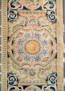 1680年頃、ルーヴル美術館のグランド・ギャラリーのために製作されたサヴォンヌリ絨毯の詳細（ウール 作： French School