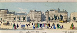 Boulevard des Italiens、c.1840のパノラマの詳細 作： French School