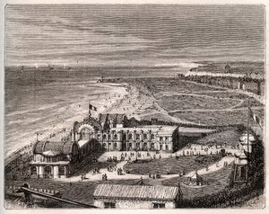 Dieppe - Normandie - V.A. Malt-Brownによる "La France illustree: geographie, histoire, administration statistique "の中の彫刻。1884