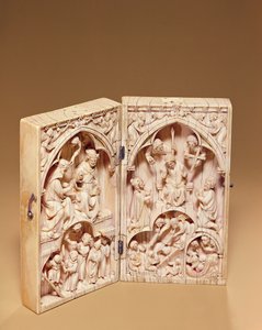処女の戴冠式と最後の審判の二部作、c.1260-70 作： French School