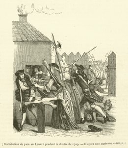 1709年の食糧不足の際にルーヴル美術館で配給されたパン（エングレーヴィング）