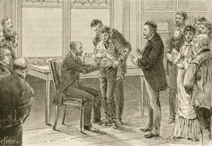 Doctor Pasteur examining boy infected with rabies. 19th century (engraving)   1458133   ja       japanese Successfully Translated  Original: Almost fairy time. A scene from A Midsummer Nights Dream. Translat: Almost fairy time