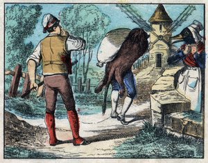 ライオンの皮をかぶったロバ。ジャン・ド・ラ・フォンテーヌ(1621-95)の寓話。19世紀末のエピナルの画像。 作： French School