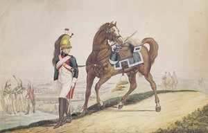フランス帝国軍の竜騎兵（紙にガッシュ） 作： French School