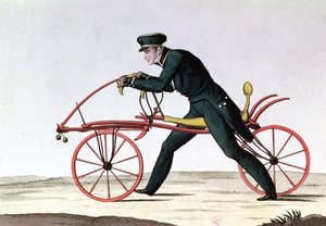 自転車の祖先であるDraisienneは1816年にカールフォンフォンドライス（1785-1851）によって発明され、1820年（色の彫刻） 作： French School