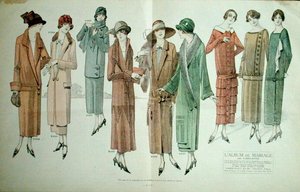 La Veritable Mode Francaise de Paris」より、女性用ドレスとオーバーコート 作： French School