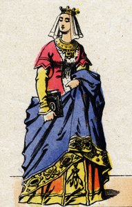 ヴァロワ家の王朝：シャルロット・ド・サヴォワ（1441-1483）の肖像 慎重派として知られるフランスのルイ11世の妻であるフランス王妃（1423-1483）。19世紀末のエピナル撮影。プライベート・コレクション。 作： French School