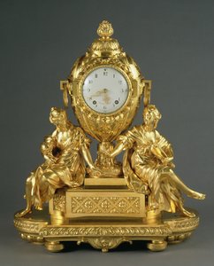 初期のルイ16世のマントル時計、c.1765（ormolu） 作： French School