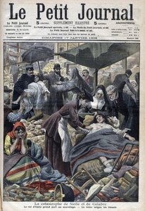 シチリア、カラブリアの地震 1909年 1月の「Le Petit Journal」（彫刻 作： French School