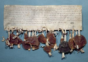 フランスのルイ8世の勅令、ユダヤ人による利息の実行を禁止（ベラムとワックスのインク） 作： French School