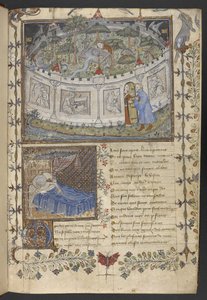 Egerton MS 1069 f.001r The Walled Garden、「Roman de la Rose」のイラスト、Guillaume de Lorris と Jean de Meung 作、1400 年頃（羊皮紙にインクとカラー） 作： French School