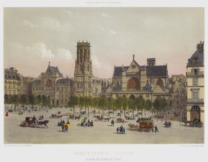サン・ジェルマン・ローセロワ教会、新しい塔、1区の市庁舎（カラーリトグラフ 作： French School