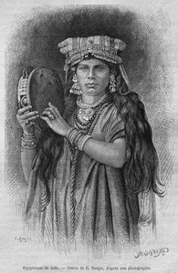 今日シリア出身のヤッファのエジプト人女性。フェニシア、レバノン、ジューディーへの旅。 1884年、ルイシャルルエミールロルテの1875-1880（bw彫刻） 作： French School