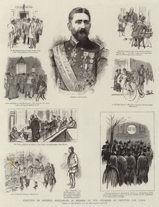 ブーランジェ将軍のパリ下院議員当選（エングレービング 作： French School