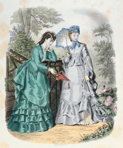 庭園のエレガントな女性、ラモードイルストレ、1871年
