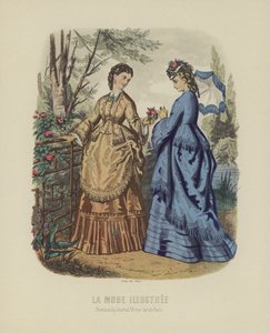 庭に立っている時代のドレスでエレガントな女性 作： French School