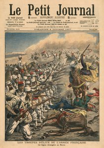 1907年10月6日、フランス軍のエリート部隊、モロッコのフランス外人部隊、「ルプチジャーナル」からのイラスト、補足イラストレーター 作： French School
