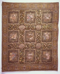 聖書のシーンが刺繍されたテーブルカーペット、1600年頃（リネンキャンバスにウールとシルク） 作： French School