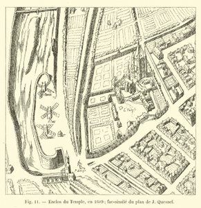寺院の囲い、1609年。 Jケスネルの計画の複製 作： French School