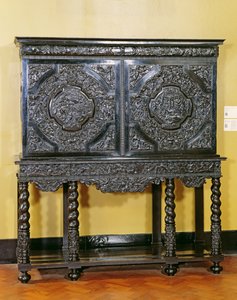 エンディミオンキャビネット、フランス語、c。 1650（黒檀、オークと松の枝肉に）