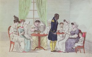 夕食後にお茶を飲むイギリス人女性 作： French School